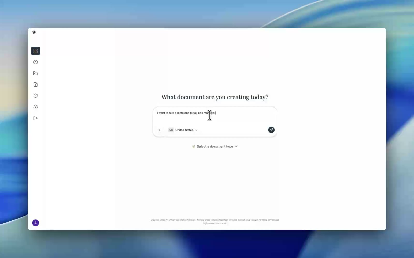 Claustar screen for describing the agreement you need